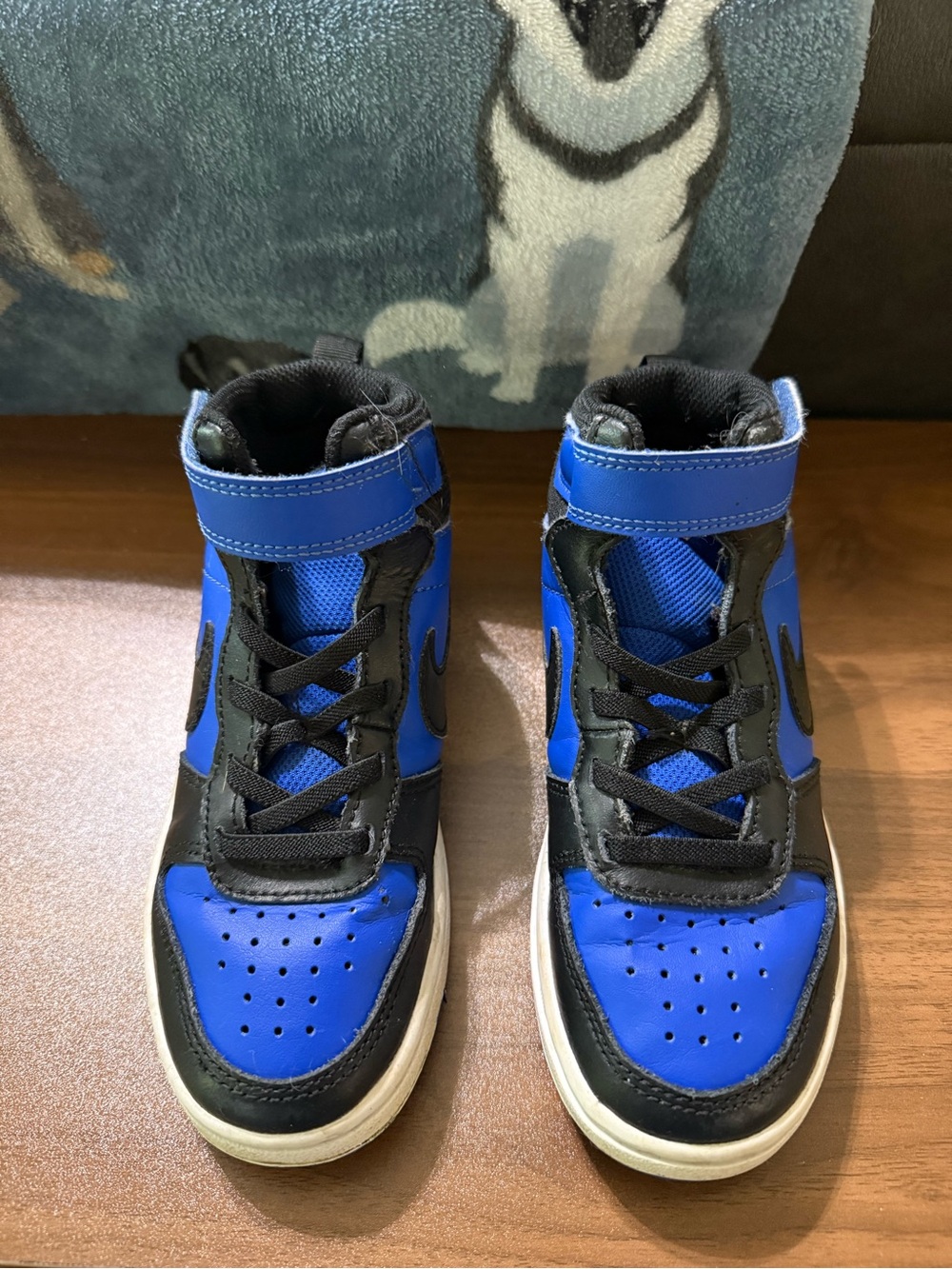 Kids High-Top Sneakers - Blue and Black Nikes